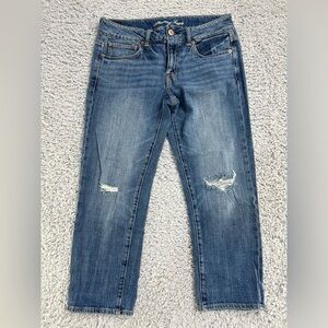 American Eagle Jeans Womens 6 Boy Fit Holes Distressed Casual Comfortable Basic